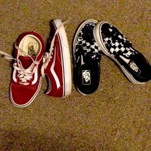 Vans. Black slide on sz. 6.5/ burgundy sz. 7 women